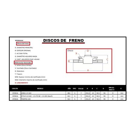 DISCO DE FRENO STILO 1.8 16V-1.9 JTD 80 TEMPRA 16V LINEA 1.9 16V