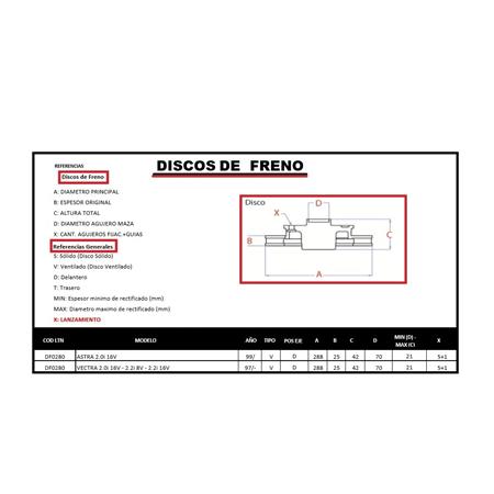 DISCO DE FRENO ASTRA 2.0 16Vi   VECTRA 2.0 16V 2.2 8V 2.2 16V