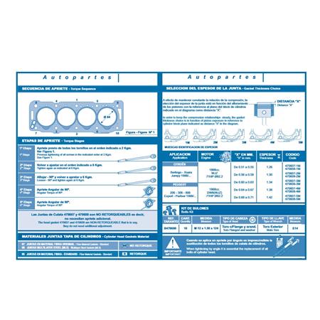 JUNTA TAPA CILINDRO 206 306 PARTNER 1.9 DIESEL DW8  2 MUESCA