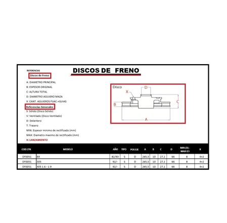 DISCO DE FRENO 405 1.6 1.9