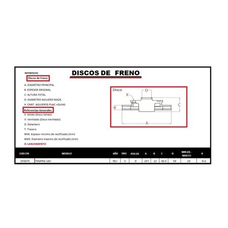 DISCO DE FRENO TEMPRA 16V