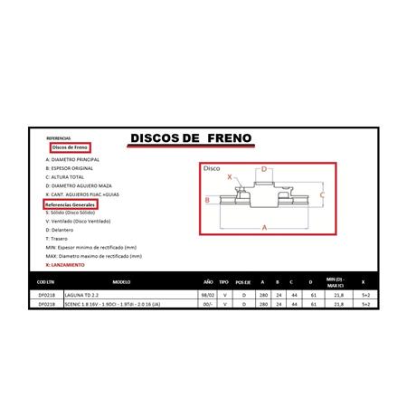 DISCO DE FRENO LAGUNA TD 2.2 SCENIC 1.8 16V 1.9 DCI 1.9 TDI 2.0 16V