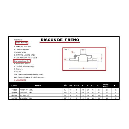 DISCO DE FRENO FOX 1.6 8v CROSSFOX 1.6 8v