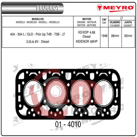 JUNTAS TAPA CILINDRO P404 RASTROJERO INDENOR 2.0  XD4.88 NO RETORQUE