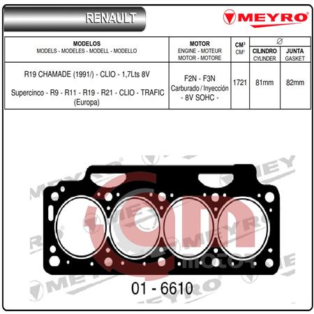 JUNTA TAPA CILINDRO R-19 1.700 CHAMADE  MOTOR F2N F3N NO RETORQUE
