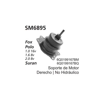 SOPORTE DE MOTOR DERECHO FOX SURAN POLO 1.0 16v  1.6  2.0  8v  NO HIDRAULICO